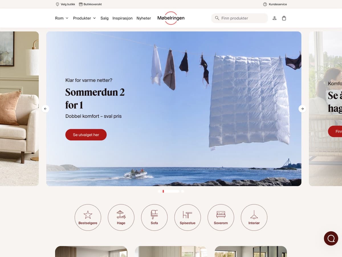 Møbelringen storefront homepage