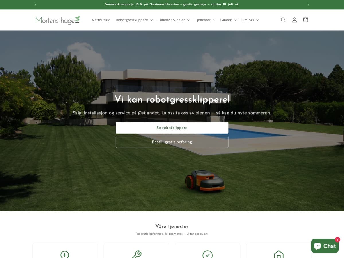 Mortens Hage online store homepage
